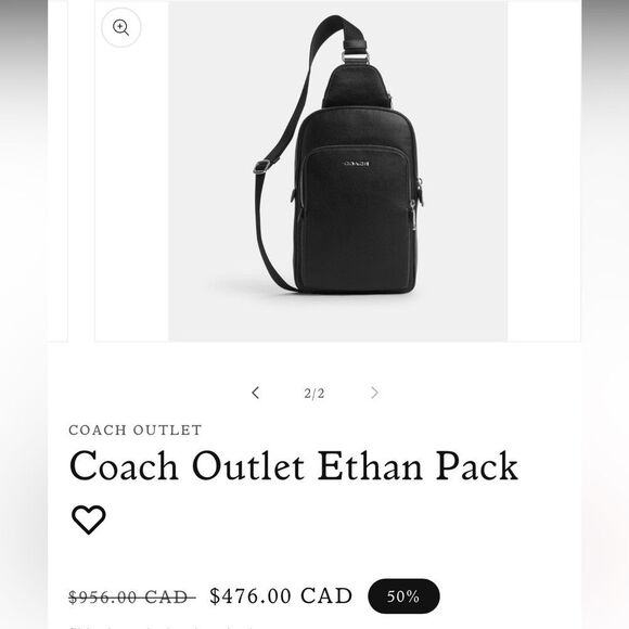 NWOT Coach Ethan Black Leather Pack - Picture 15 of 15